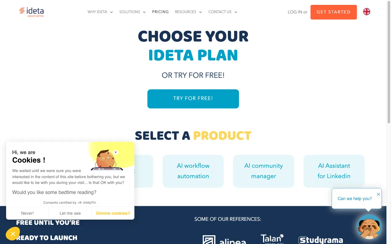 ideta.io — pricing page