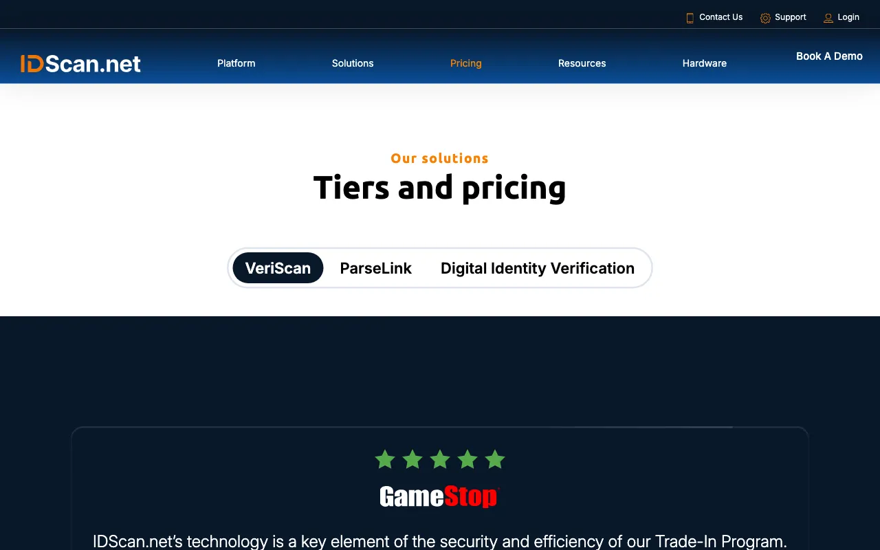 IDScan.net — pricing page
