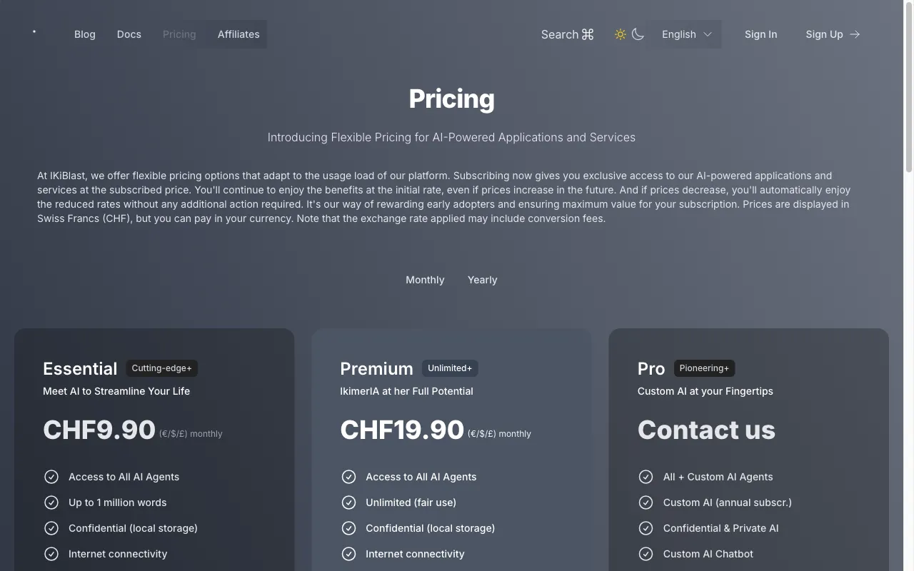 IKiBlast — pricing page