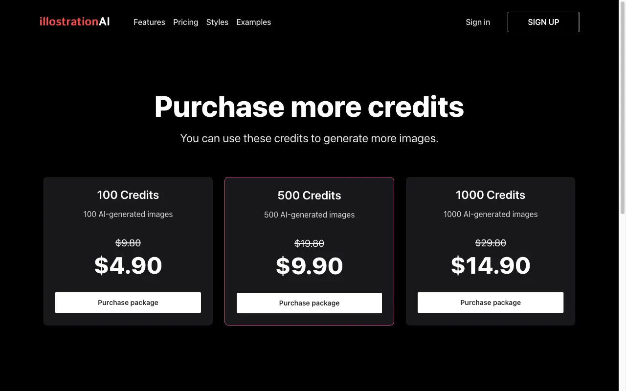 IllostrationAI — pricing page