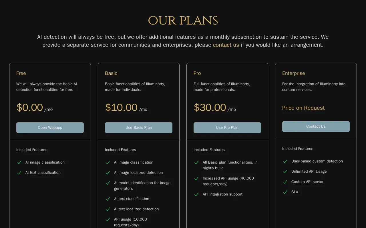 Illuminarty — pricing page