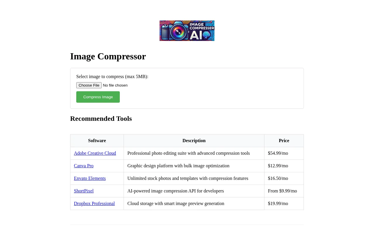Image Compressor AI — preview screenshot
