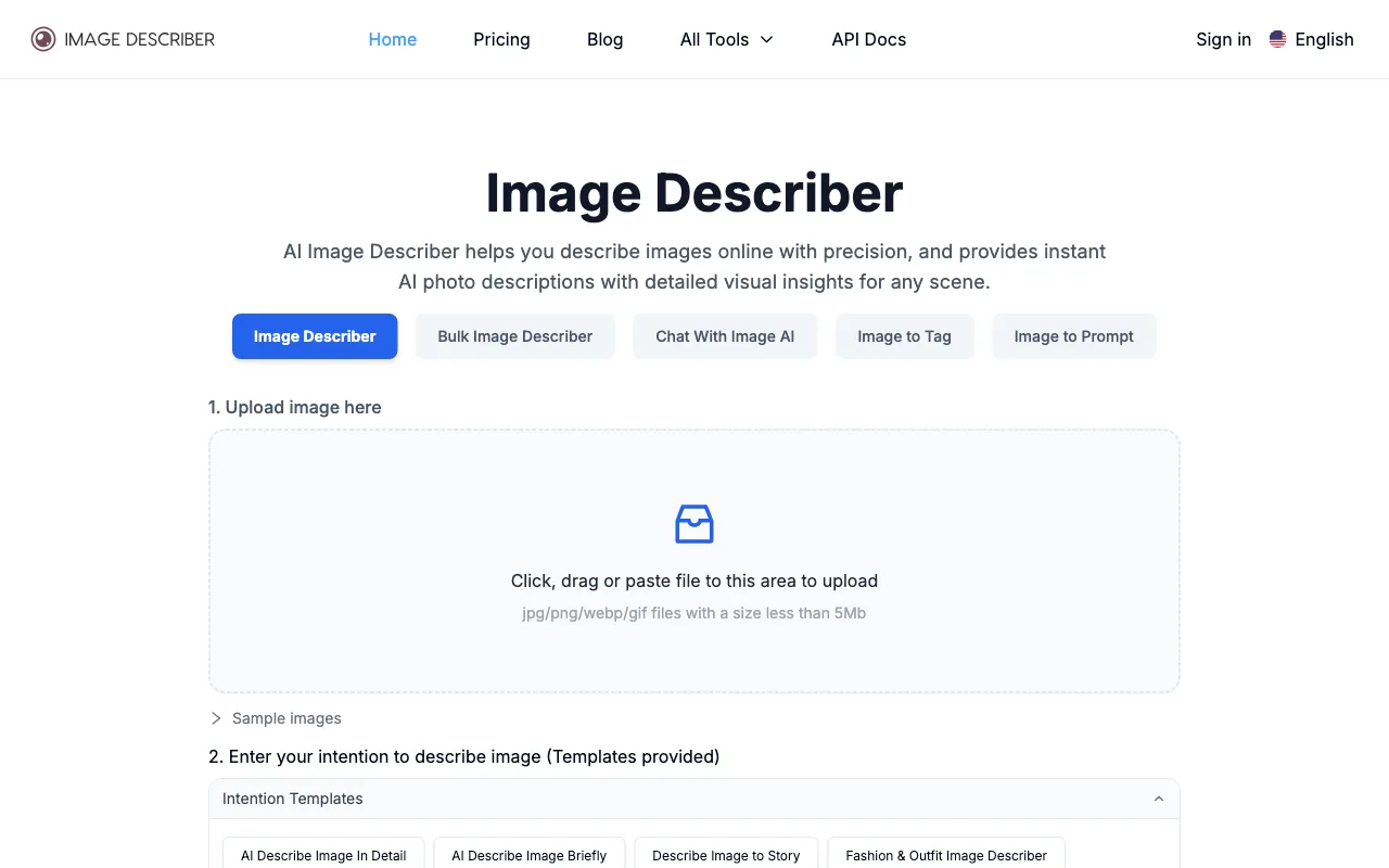 Image Describer — preview screenshot