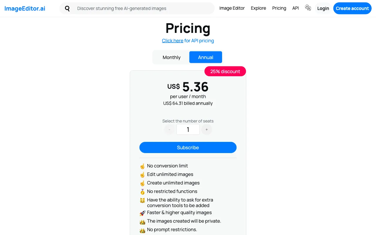 ImageEditor.AI — pricing page