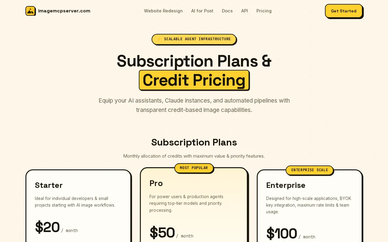 image mcp server — pricing page