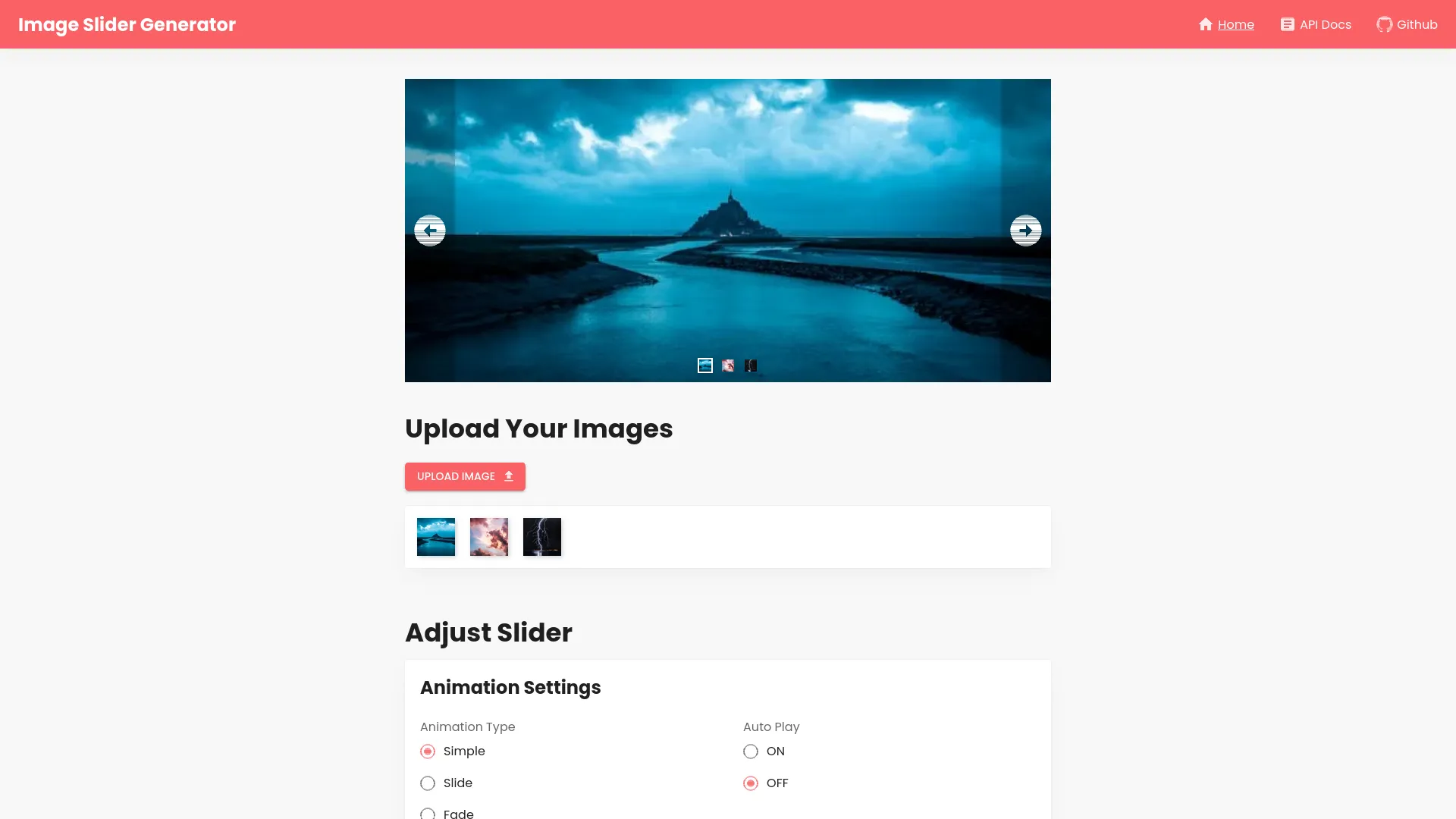Image Slider Generator — preview screenshot