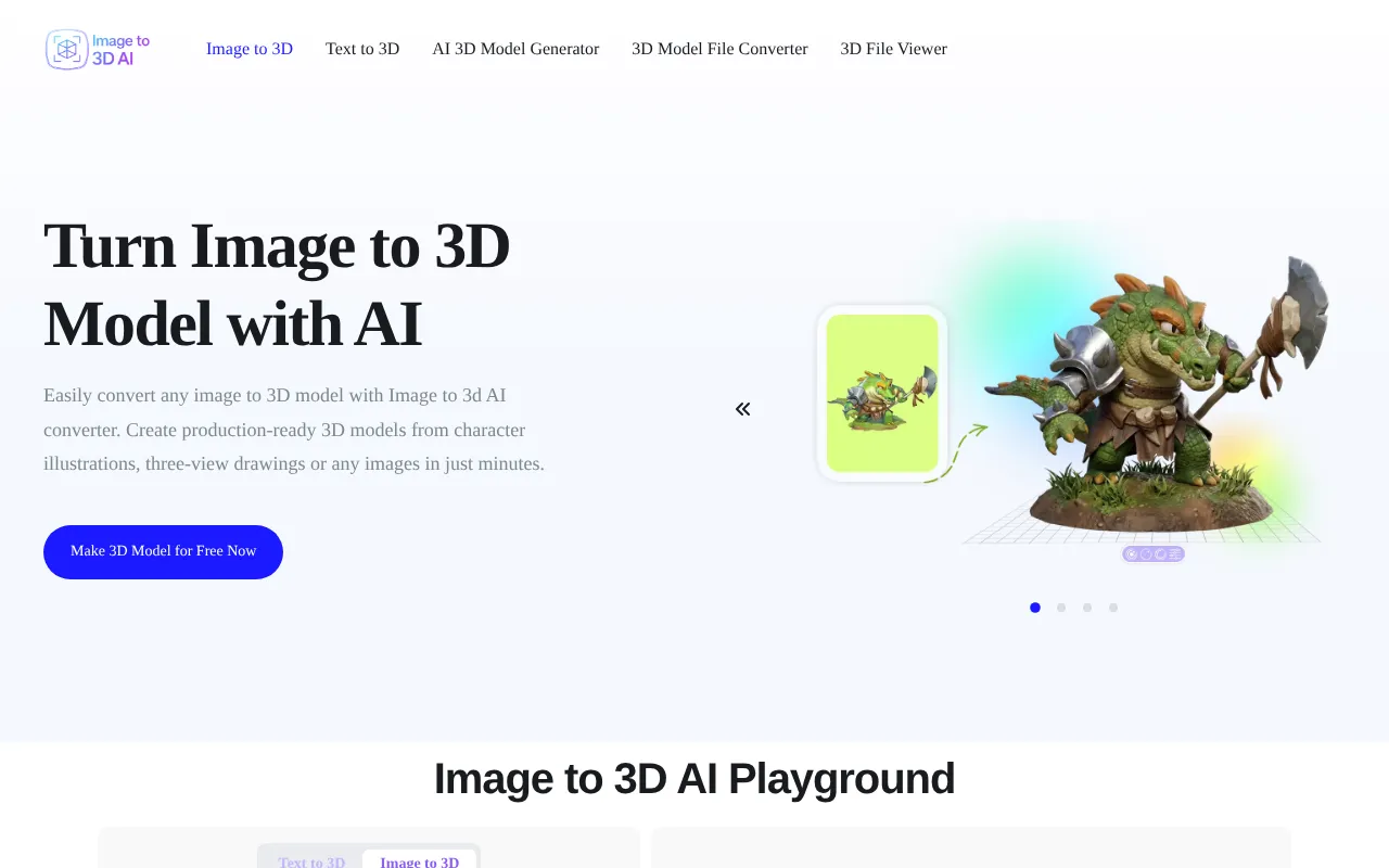 Image to 3D AI — preview screenshot