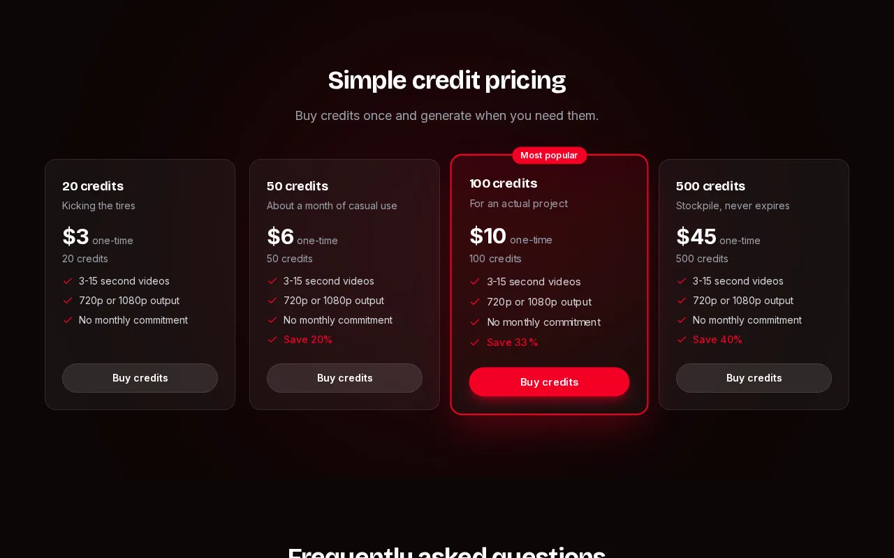 Image to Clip — pricing page