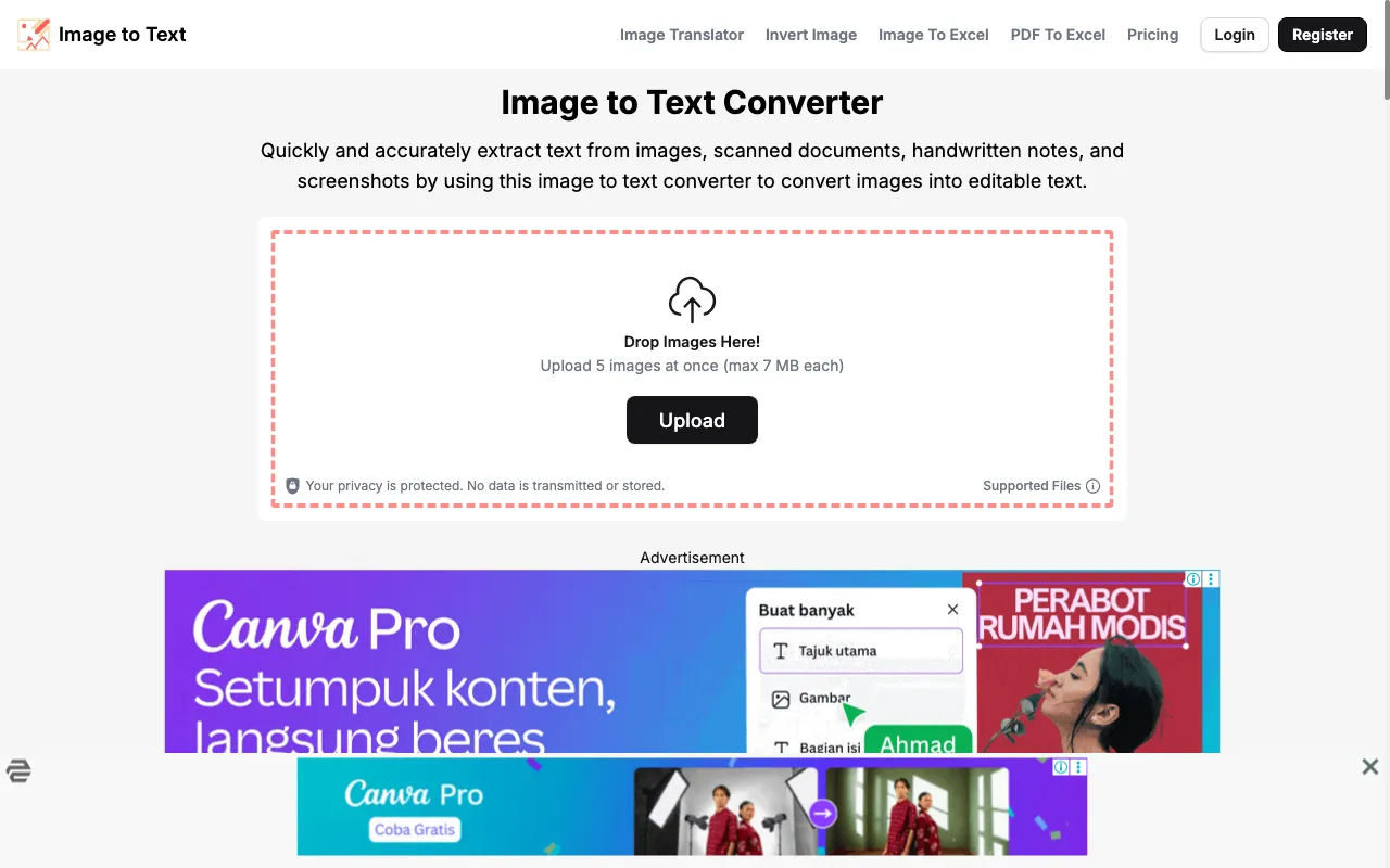 www.imagetotext.cc — preview screenshot