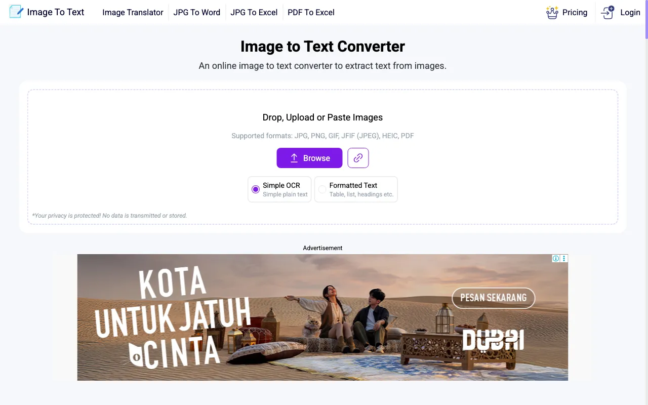 Image to Text Converter — preview screenshot
