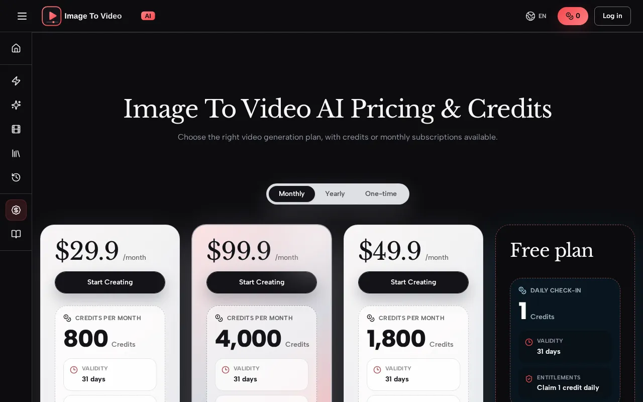 Image To Video AI — pricing page