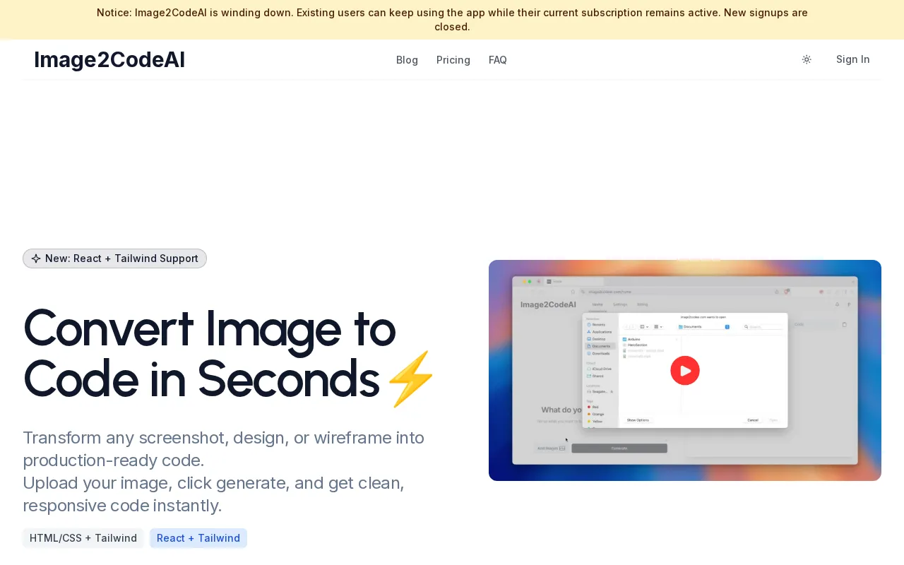 Image2Codeai — preview screenshot