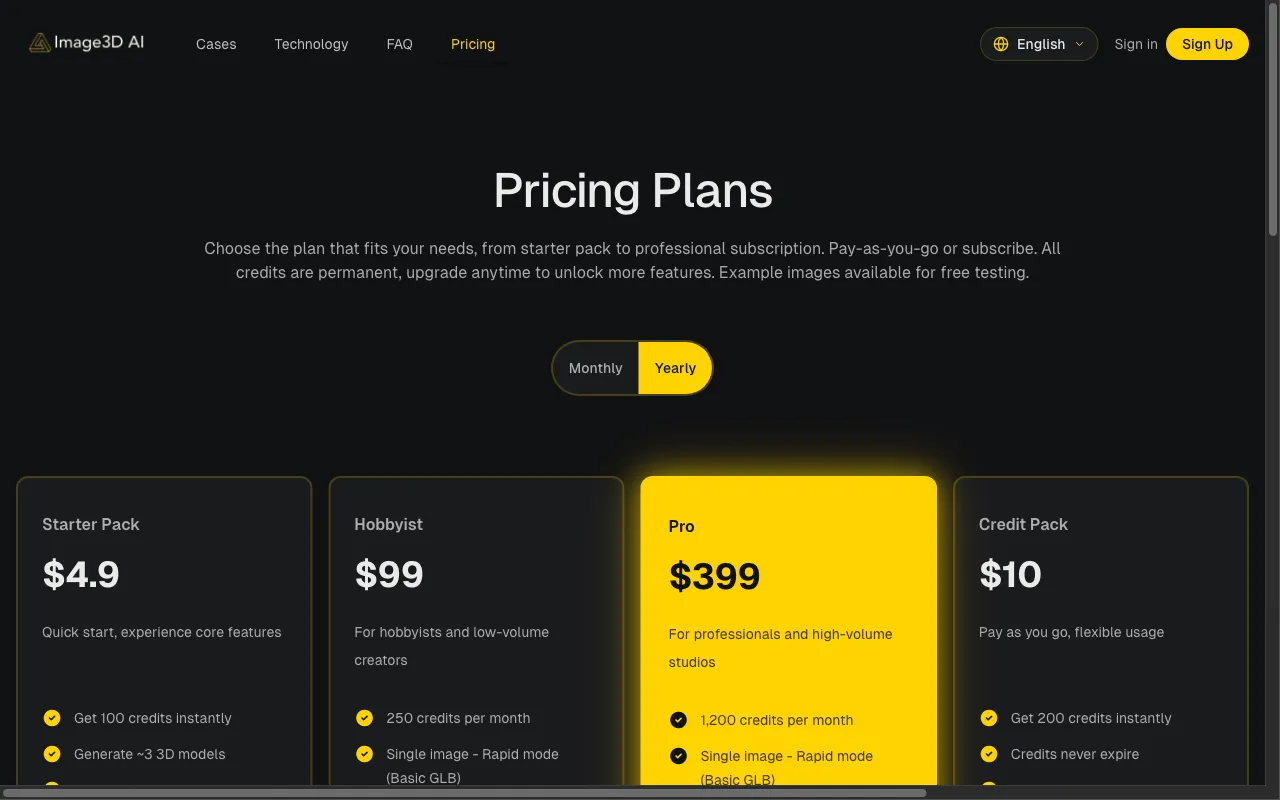 SISTINE AI — pricing page
