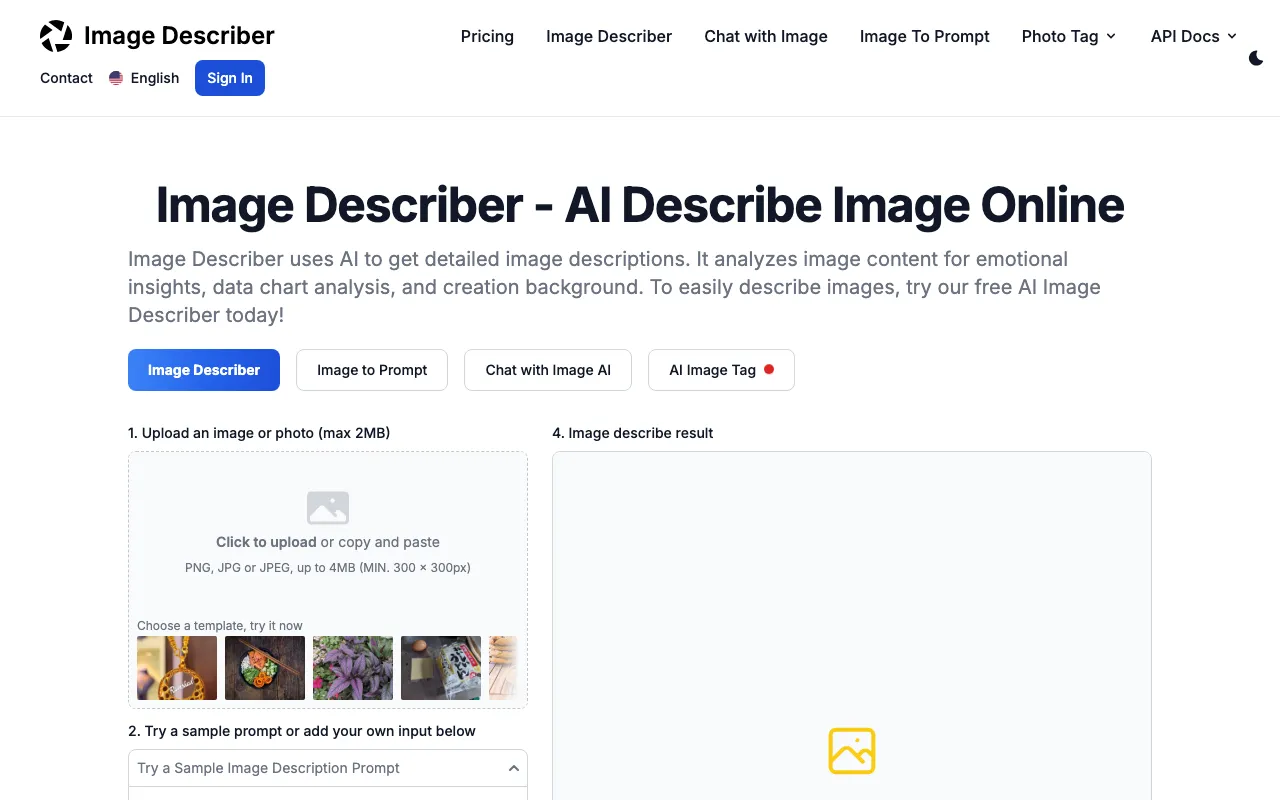 Image Describer — preview screenshot