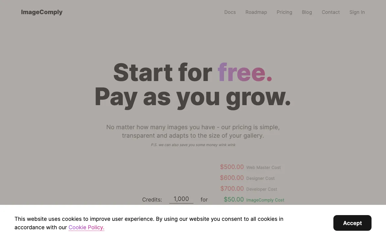 ImageComply — pricing page