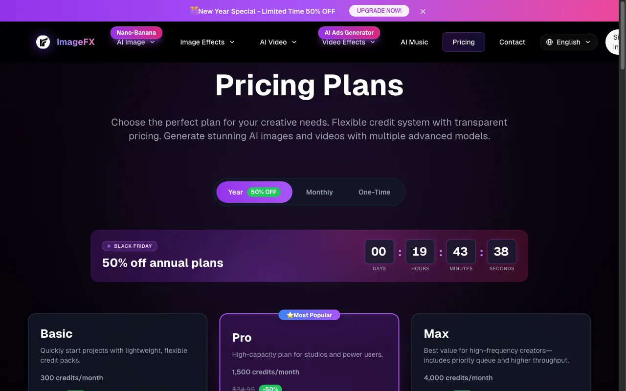 ImageFX — pricing page