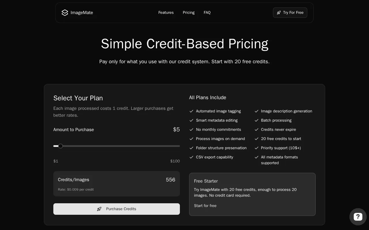 ImageMate — pricing page