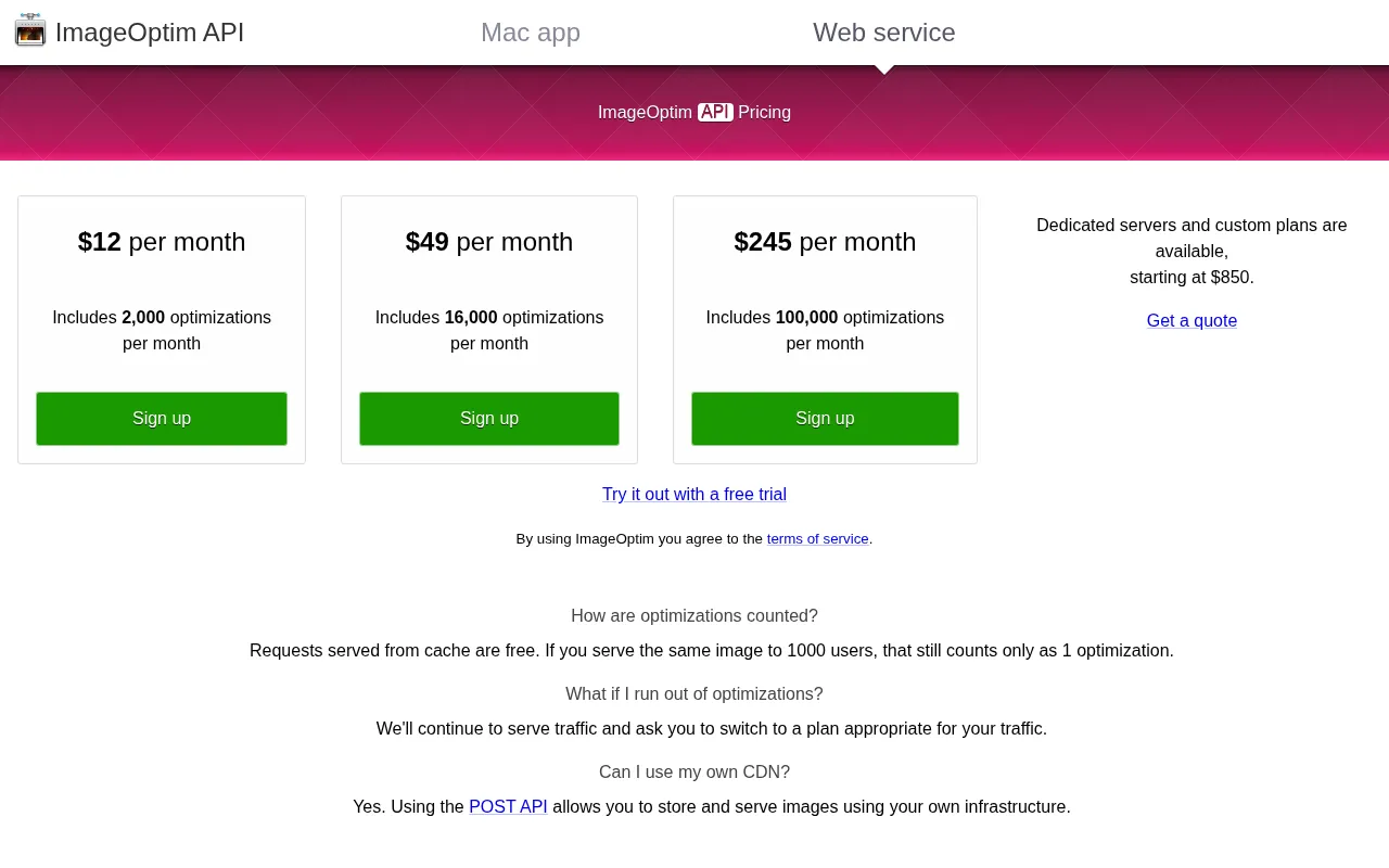 ImageOptim — pricing page