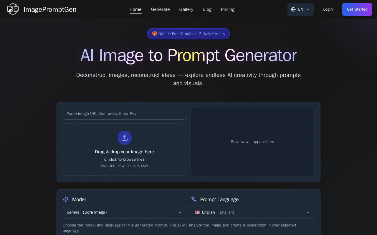 ImagePromptGen — preview screenshot