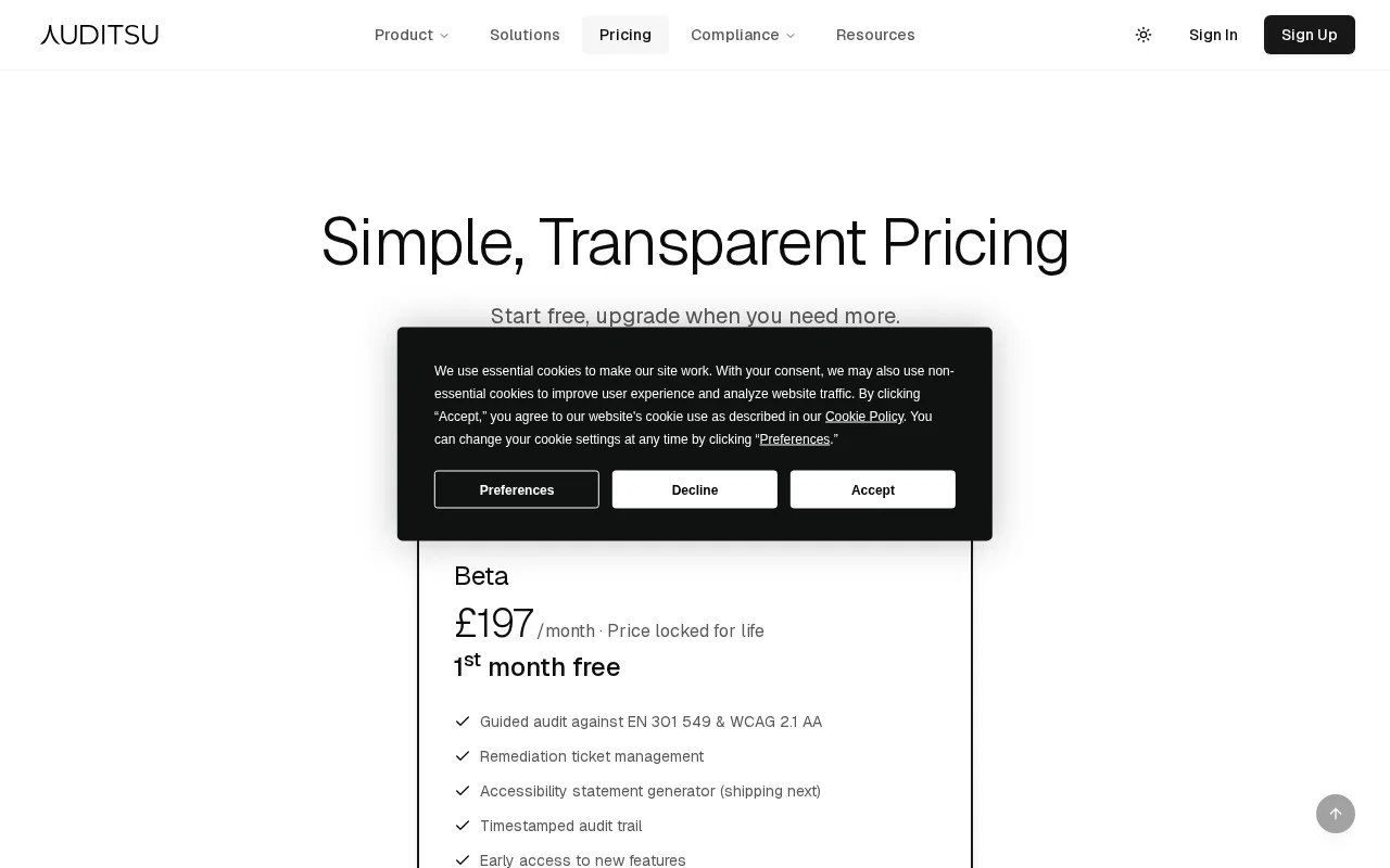 AUDITSU — pricing page