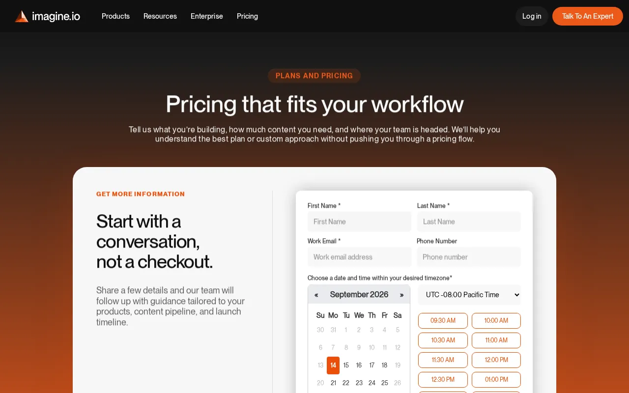 Imagine.io — pricing page