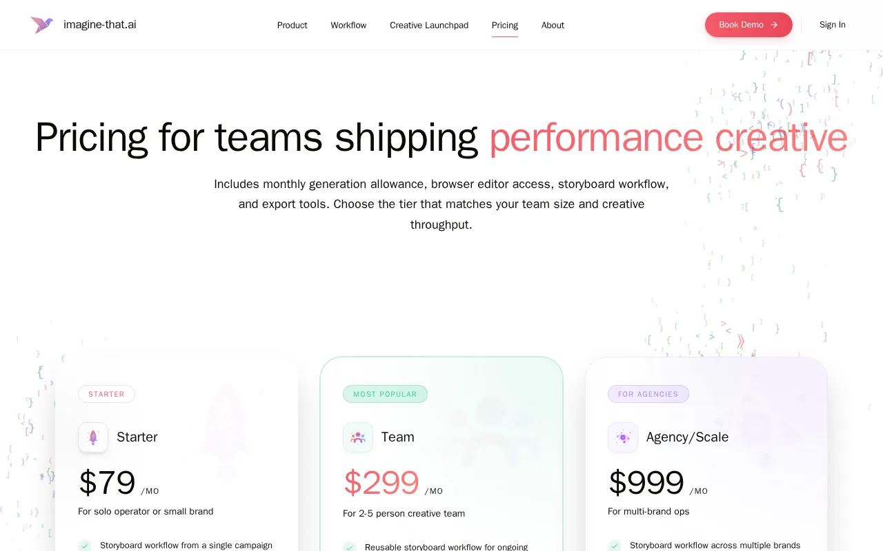 Imagine That — pricing page