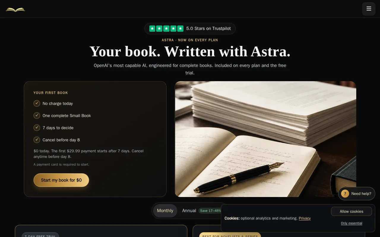 ImagineYourBook.com — pricing page