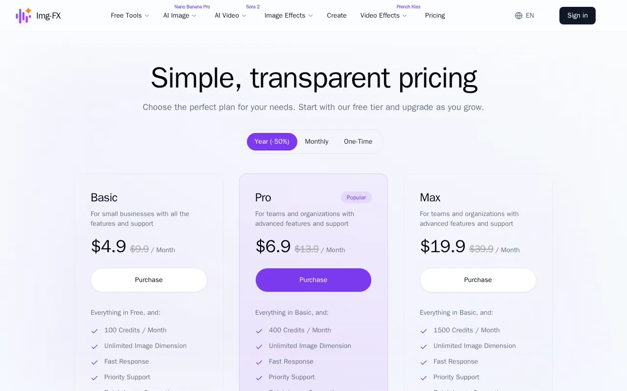 Img Fx — pricing page