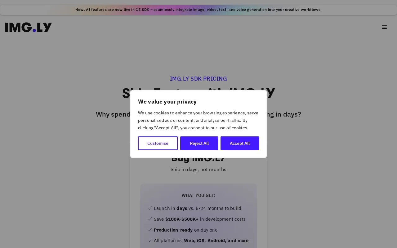 IMG.LY — pricing page
