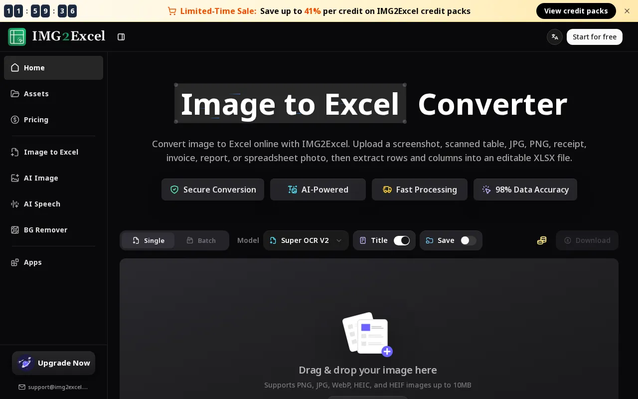 IMG2Excel — preview screenshot