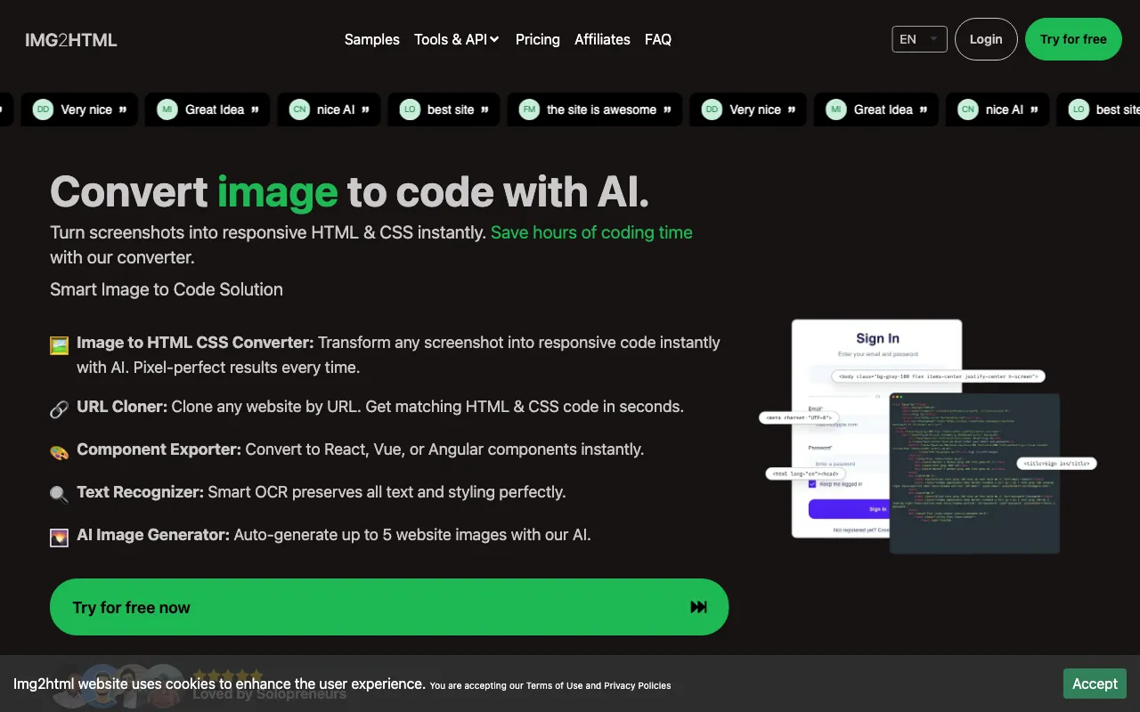 Img2html — preview screenshot