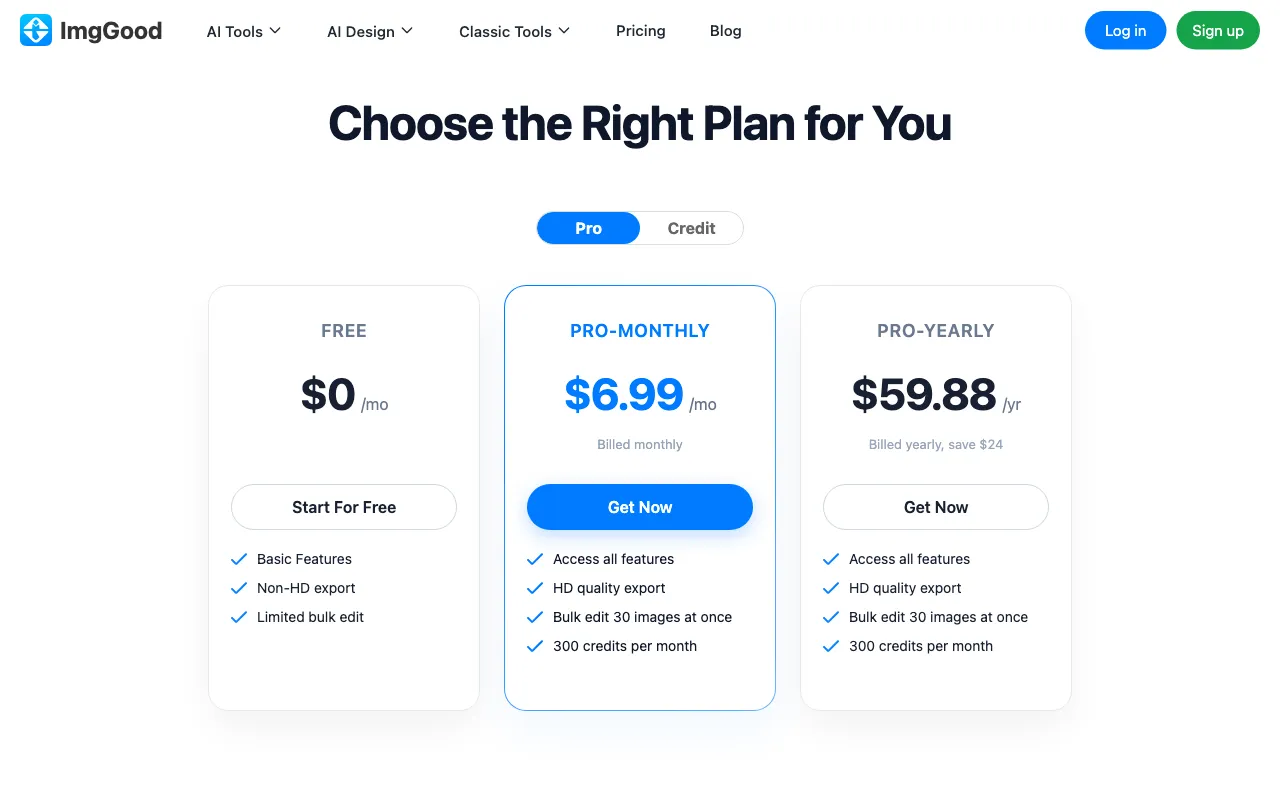 ImgGood — pricing page