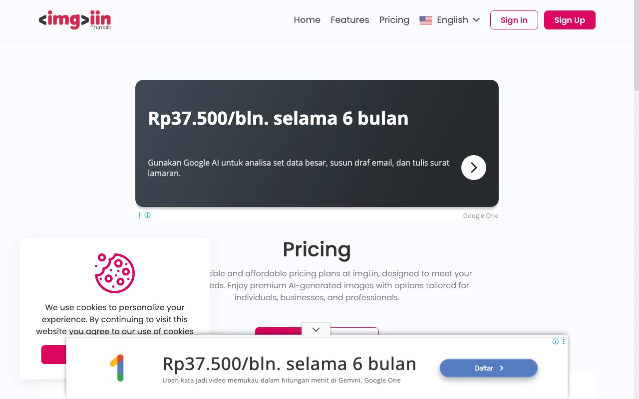 Imgi.in — pricing page