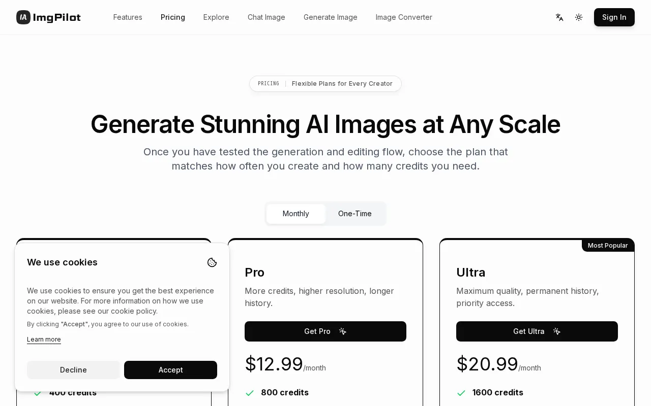 ImgPilot — pricing page