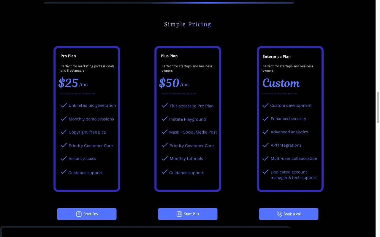 imipics.ai — pricing page
