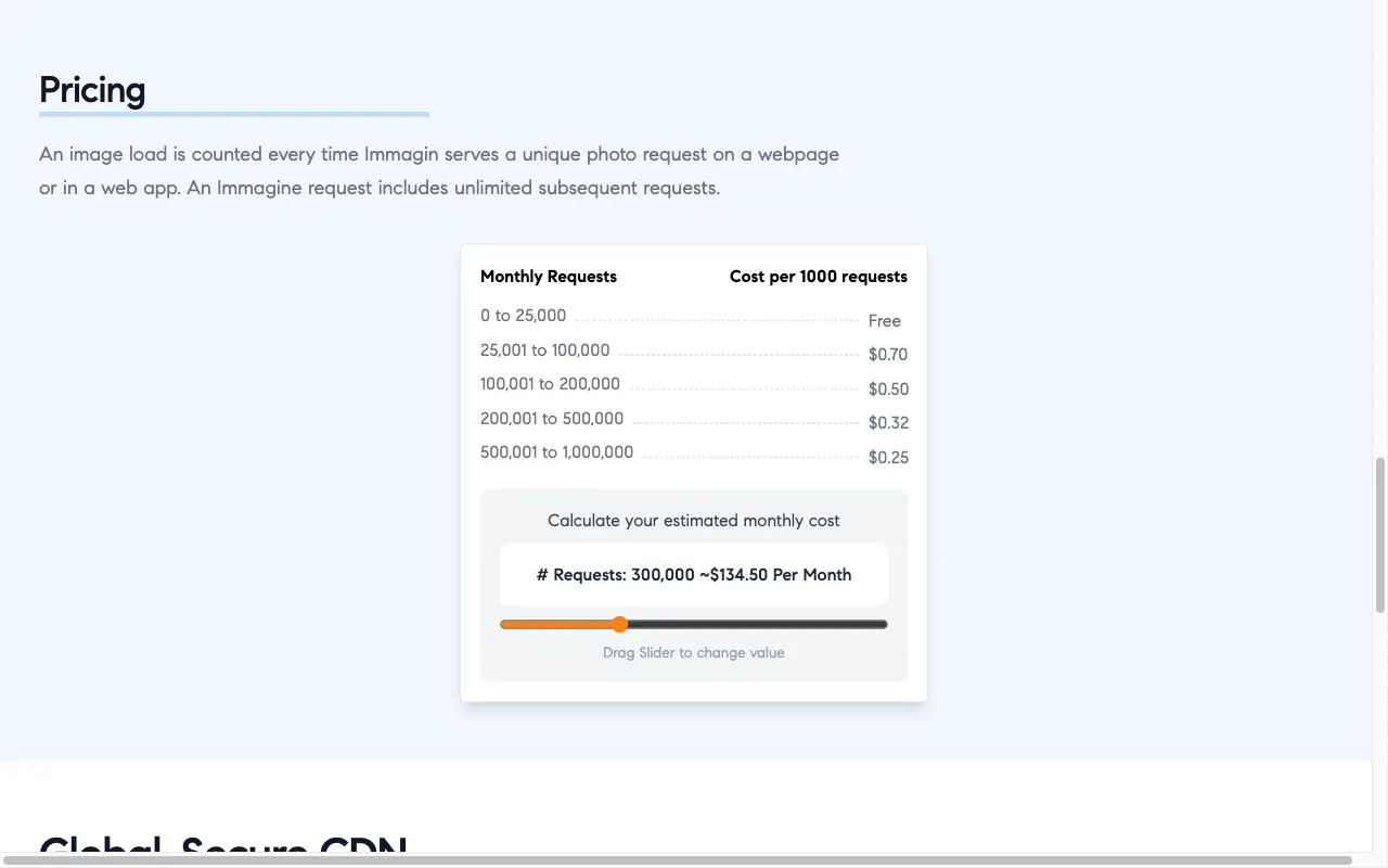 Immagin — pricing page
