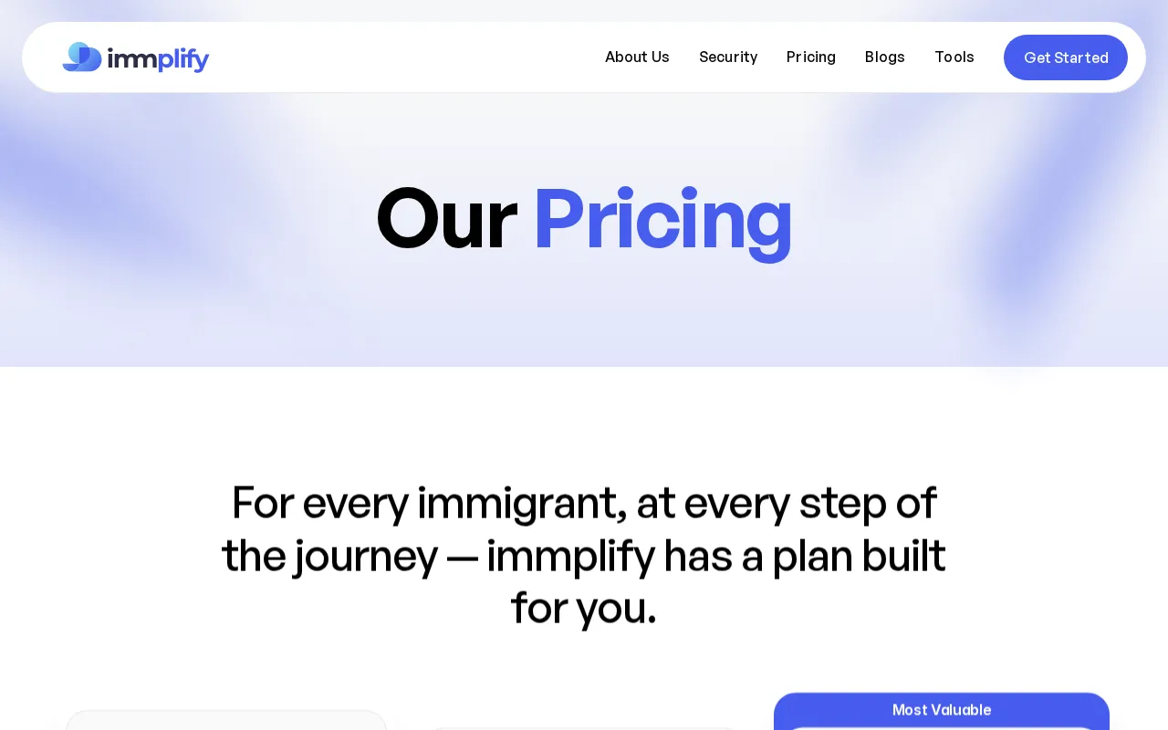 Immplify — pricing page