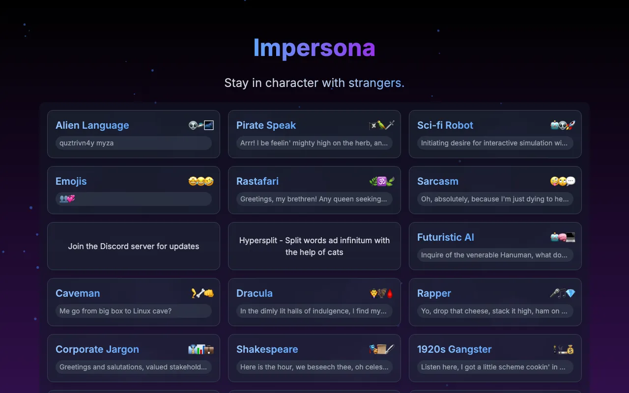 Impersona — preview screenshot