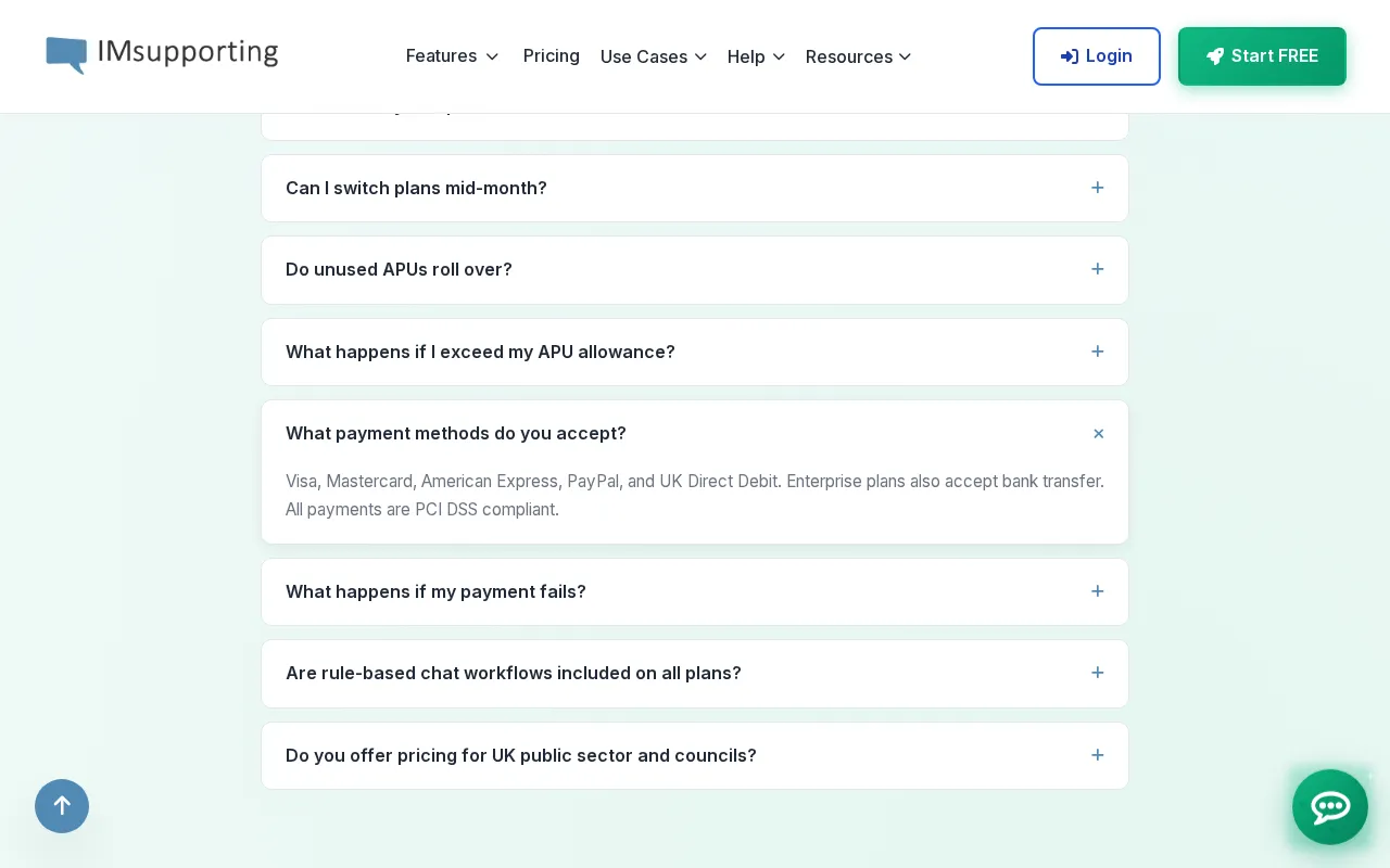 IMsupporting — pricing page