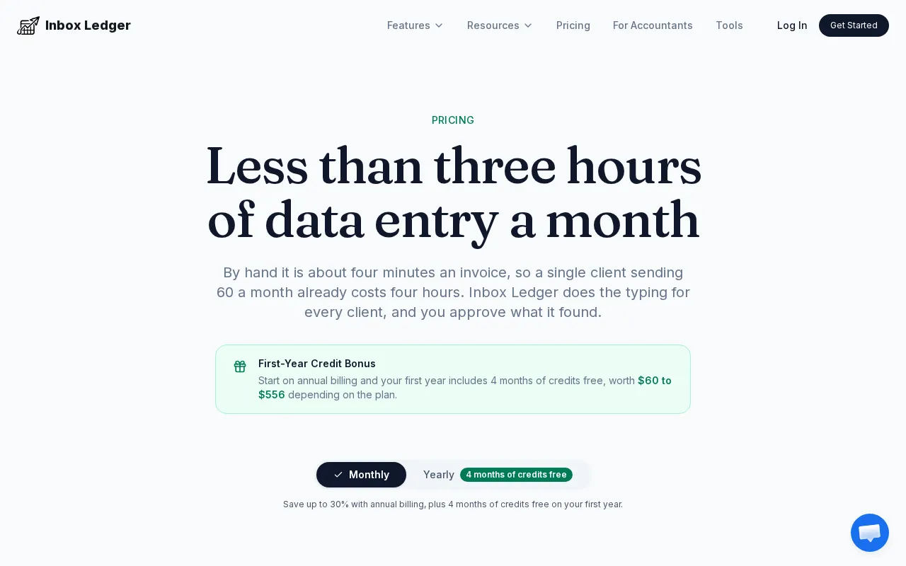 Inbox Ledger — pricing page