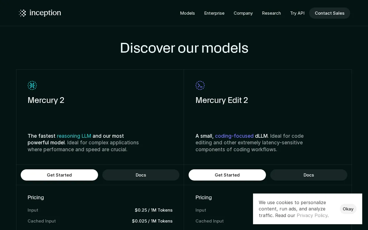 Inception — pricing page