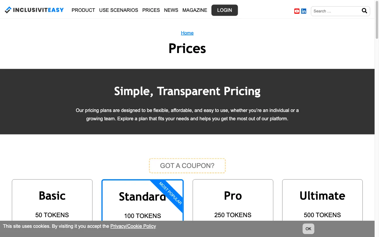 InclusivitEasy — pricing page
