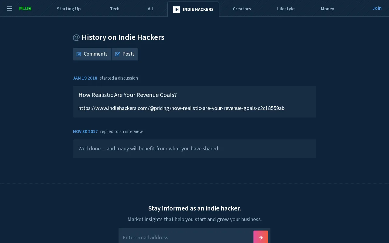 Indie Hackers — pricing page