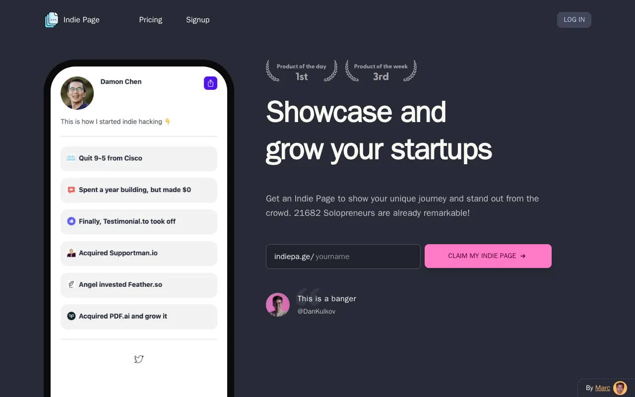 Indie Page — preview screenshot