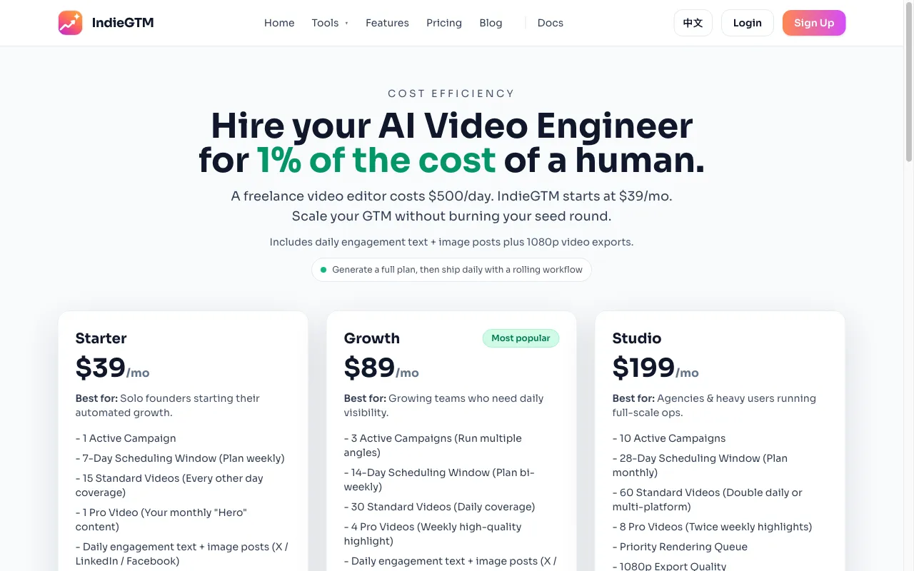 IndieGTM — pricing page