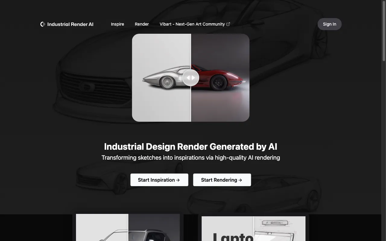 Industrial Render AI — preview screenshot