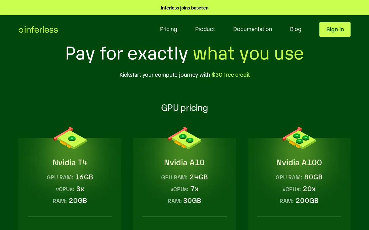 Inferless — pricing page