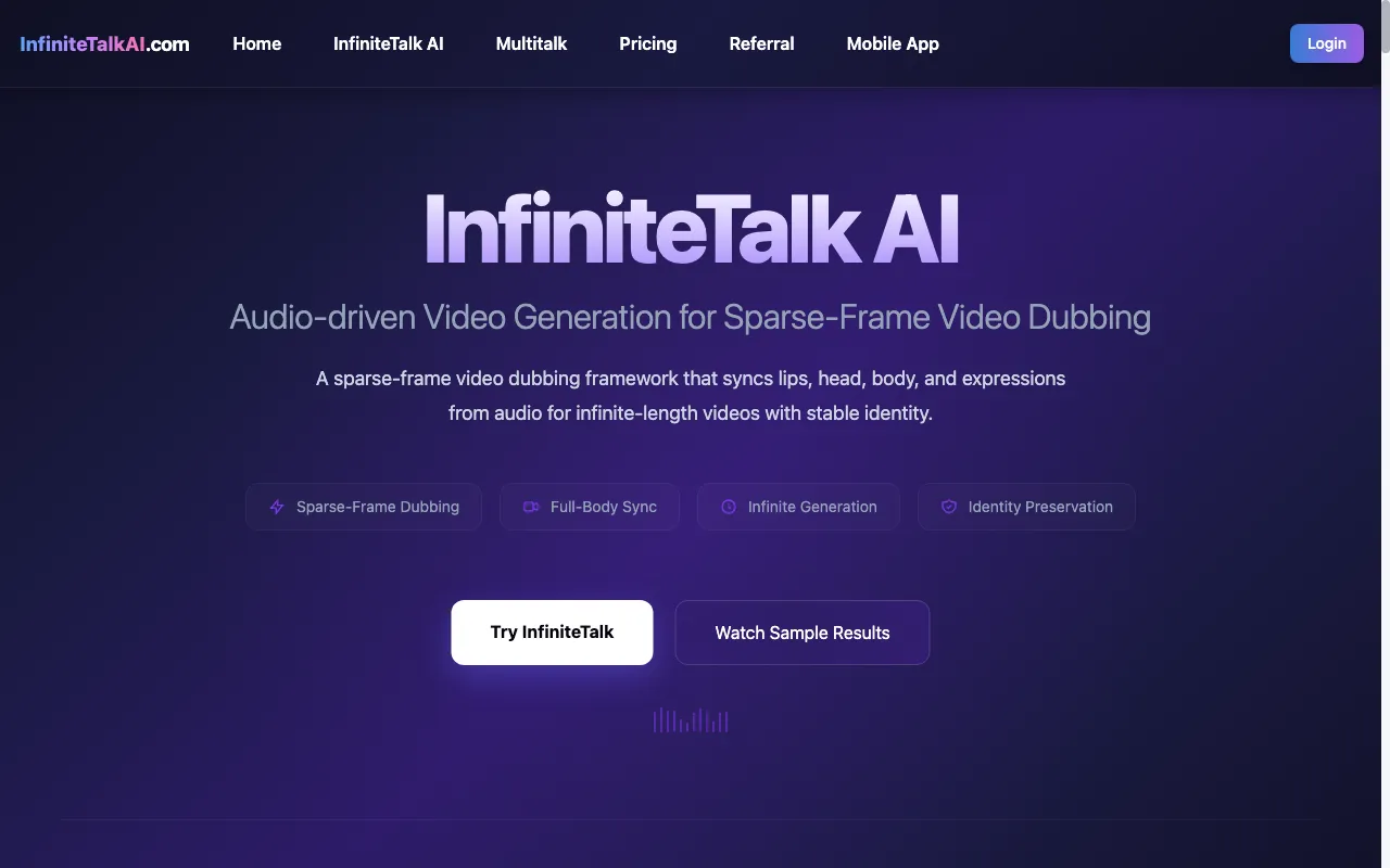 Infinite Talk AI — preview screenshot