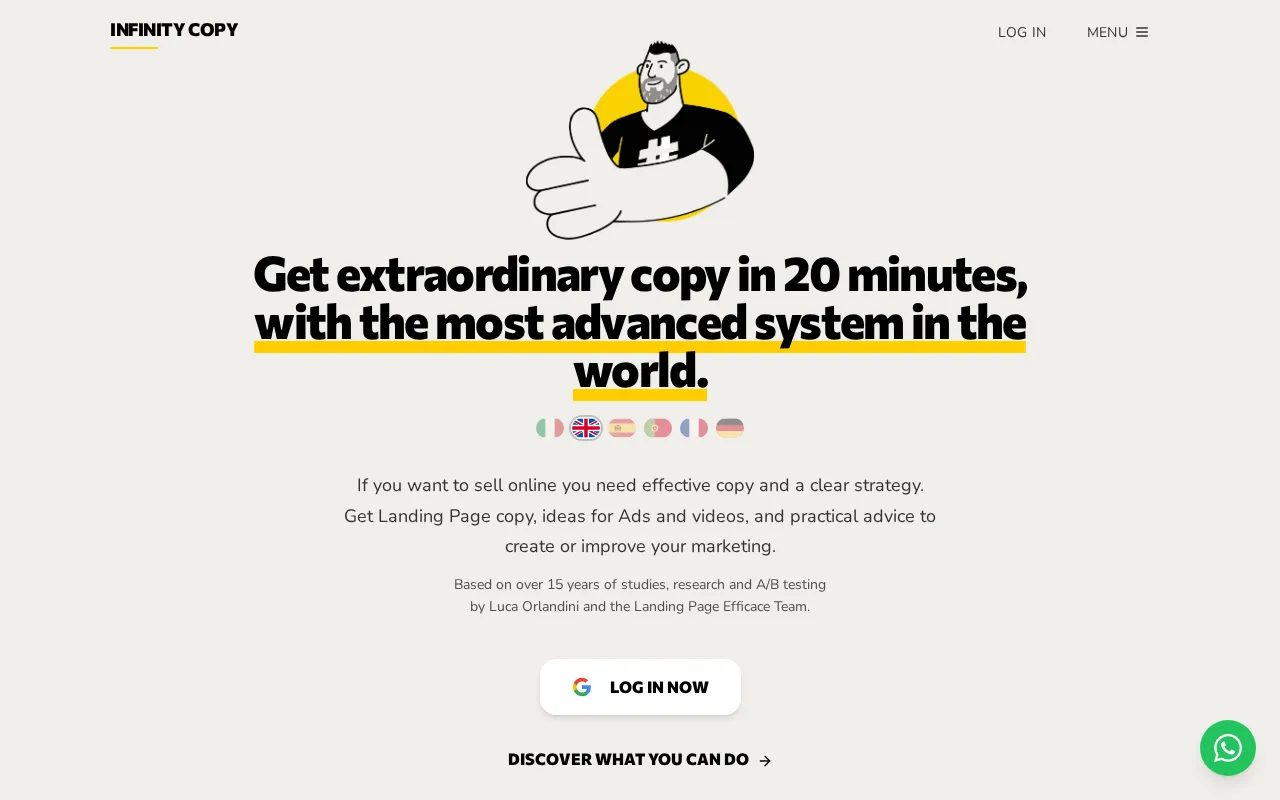 Infinity Copy — pricing page
