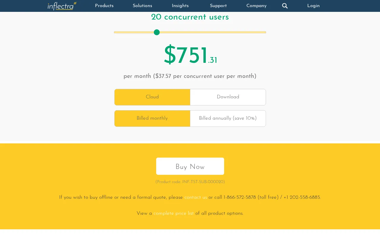 Inflectra — pricing page